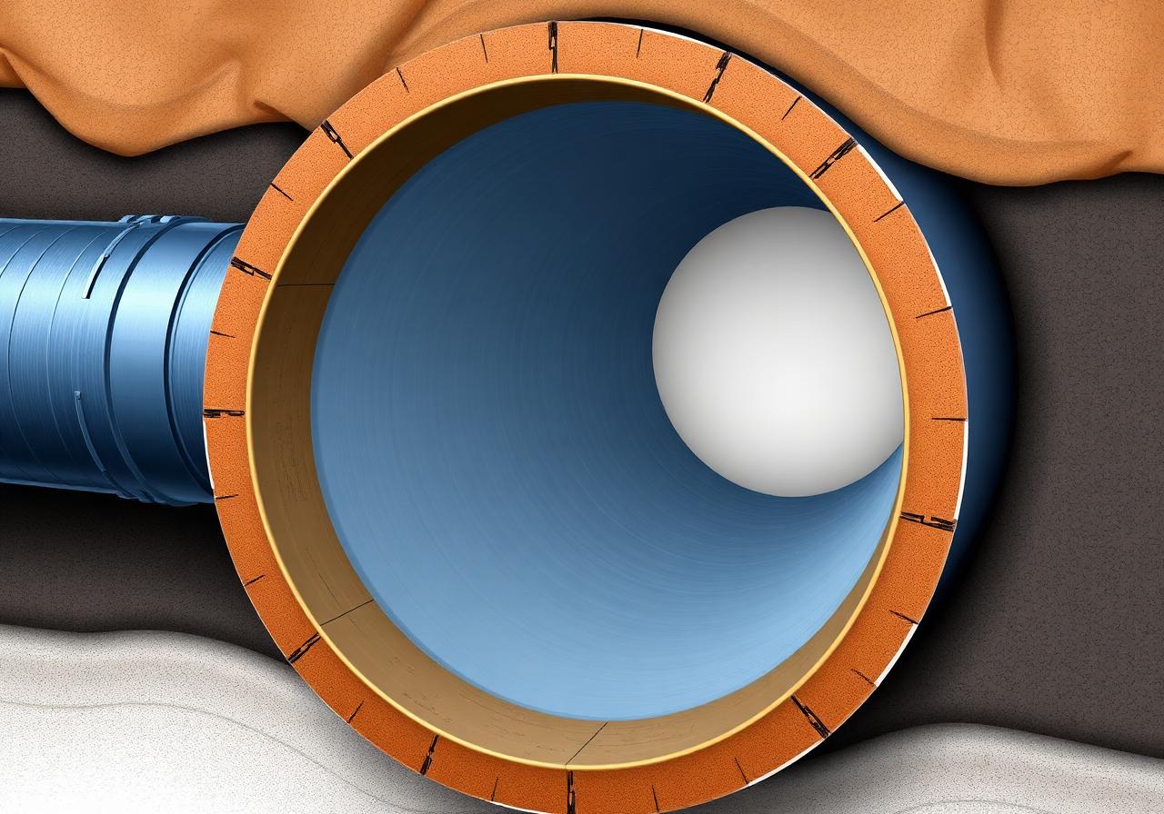 Cross-section showing drain lining inside a damaged pipe