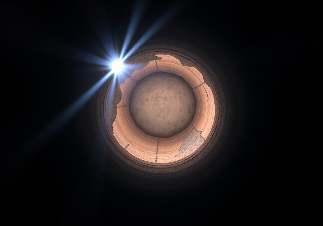 Pitch fibre drain showing internal deformation